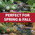 Side-by-side pond images showing healthy spring growth and colorful fall foliage with overlay highlighting Seasonal Defense for both seasons. View Product Image