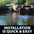 A pondside image sowing bubbles with the bottom text “Installation is Quick & Easy”. View Product Image