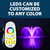 A fountain illuminated in pastel purple and a superimposed remote, with text: “LEDs can be customized to any color”. View Product Image