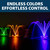 Three nighttime fountain displays lit up green, orange, and purple, with text: “Endless colors – effortless control”. View Product Image