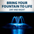 A blossom fountain illuminated in pastel blue, with text: “Bring your fountain to life day and night”. View Product Image