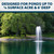The stately trumpet spray pattern in a landscaped, verdant pond, with text: Design for ponds up to 1/4 surface acre & 6' deep. View Product Image