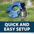 Airmax EcoSeries Fountain with float disassembled, with text: “Quick and easy setup”. View Product Image