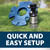Airmax EcoSeries Fountain with float disassembled, with text: “Quick and easy setup”. View Product Image