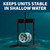 Power House Shallow Water Stand holding an Ice Eater unit underwater, with text: “Keeps units stable in shallow water”. View Product Image