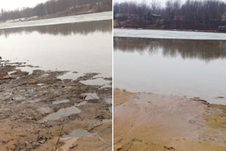 Before and After Using MuckAway on Lake Front