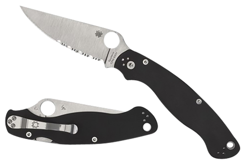 Spyderco Military 2 Pocket Knife 4" Plain Stonewashed CPM S30V Blade Black G10 Handle