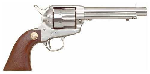 Cimarron Frontier Model 45 LC Revolver 5.5" Nickel Barrel 6 Round Walnut Grip