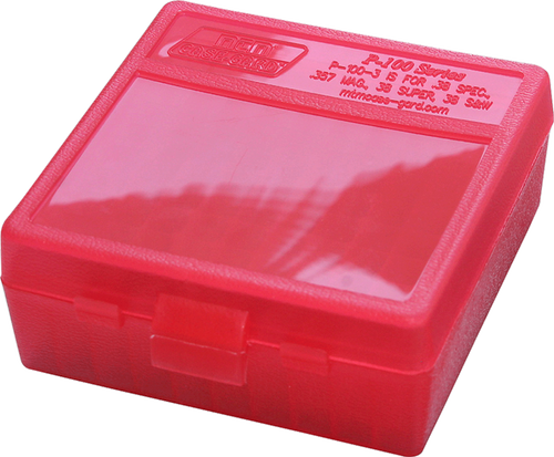 MTM Flip Top Ammo Box 100-Round Clear Red