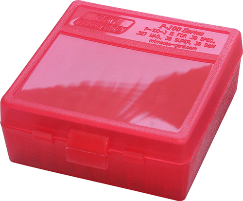 MTM Flip Top Ammo Box 100-Round Clear Red