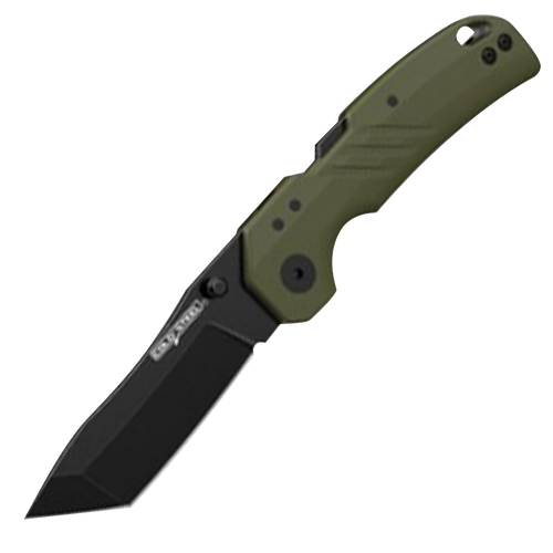 Cold Steel Engage Pocket Knife 3 Inch Tanto Plain Black PVD Stonewashed 4116 SS Blade OD Green GFN Handle
