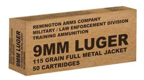 Remington 9mm Luger Ammo 115 Grain FMJ Box of 50