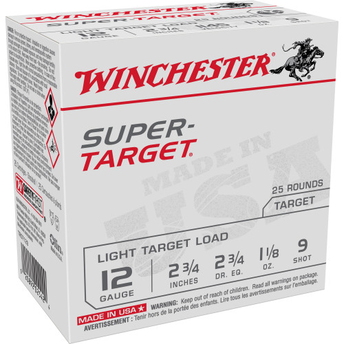 Winchester Super Target 12 Gauge Ammo 2-3/4" #9 Shot Box of 25