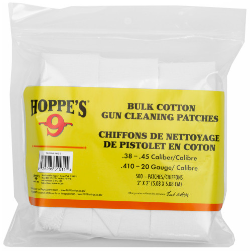 Hoppe's Gun Cleaning Patches .38 to .45 Caliber and .410 to 20 Gauge 500 Count