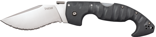 Cold Steel Spartan Pocket Knife 4.5" Clip Point Serrated Satin Blade Griv-Ex Handle Black