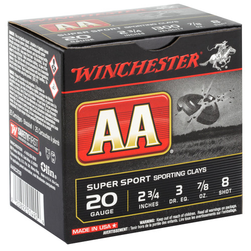 Winchester AA Super Sport 20 Gauge Ammo 2-3/4" #8 Shot 7/8 oz Box of 25