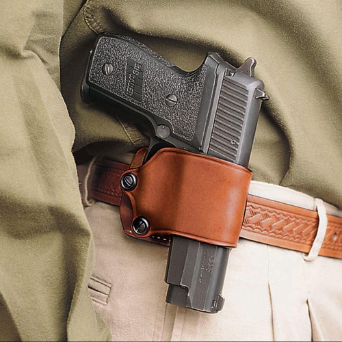 DeSantis #023 Yaqui Slide OWB Holster Right Hand Single Action Auto Leather Tan