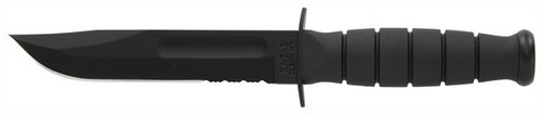 Ka-Bar Short Fixed Blade Knife 5.25" Serrated Blade Kraton Handle Black