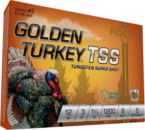 Fiocchi Golden Turkey TSS 12 Gauge Ammo 3" #9 Tungsten Shot 1-5/8 oz Box of 5