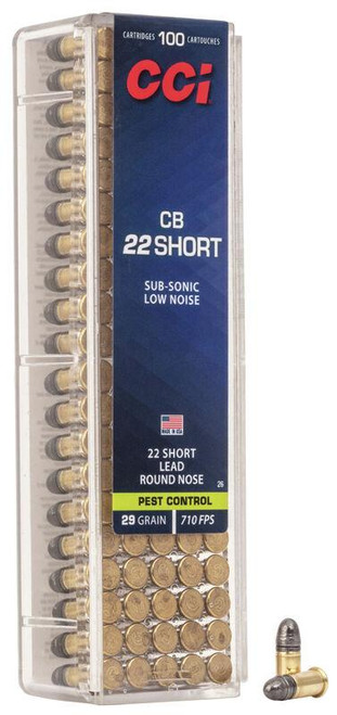CCI CB Rimfire Ammunition .22 Short 29 gr LRN 710 fps 5000/ct  (50-100/ct Boxes)