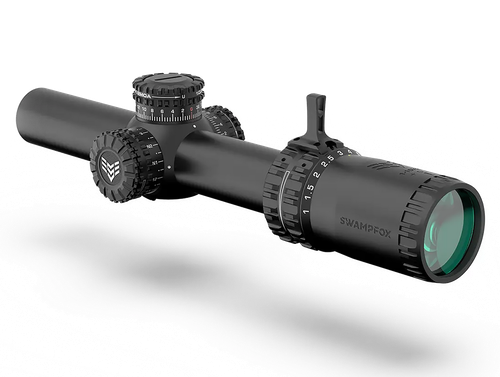 Swampfox Arrowhead Rifle Scope 1-10x24 30mm Guerrilla Dot BDC Long Reticle  Black