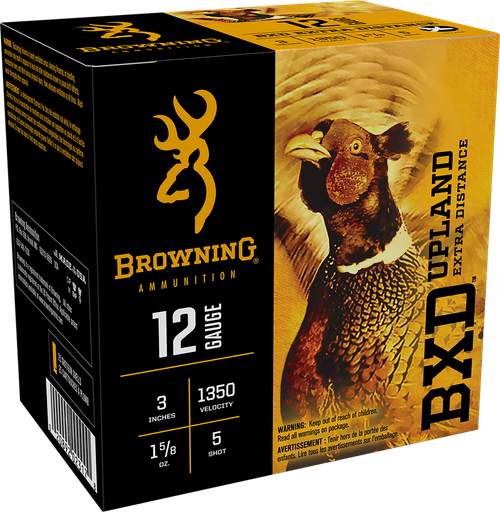 Browning BXD Upland 12 Gauge Ammo 3" 1 5/8 oz 5 Shot Box of 25 (Case of 10)