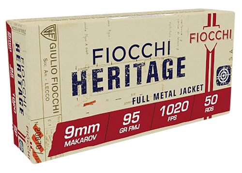 Fiocchi 9x18 Makarov Ammo 95 Grain Full Metal Jacket Box of 50
