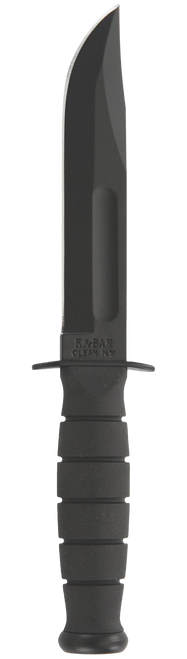 Ka-Bar 1256 Fixed Blade Knife 5.25" Clip Point Plain 1095 Cro-Van Blade Black Kraton G Handle