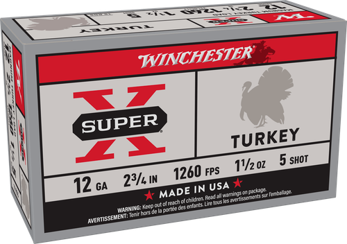 Winchester Super-X Turkey 12 Gauge Ammo 2-3/4" #5 Shot 1-1/2 oz Box of 10
