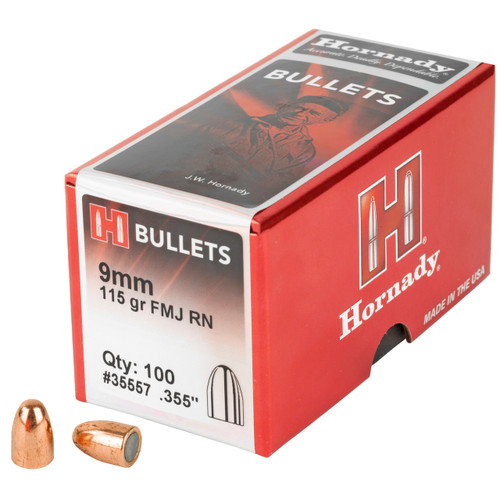 Hornady Bullets 9mm .355" 115gr FMJRN 100/Box