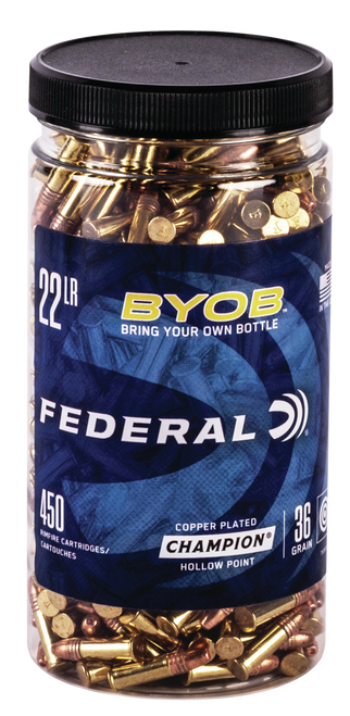 Federal BYOB 22LR Ammo 36 Grain Plated Hollow Point Bucket of 450