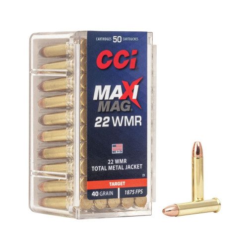 CCI  Maxi-Mag Rimfire Ammunition .22 WMR 40 gr TMJ 1875 fps 2000/ct Case (40-50/ct Boxes)