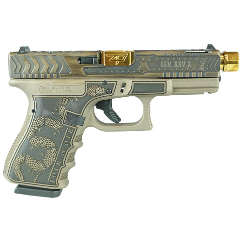 Glock 19 Gen 3 9mm Luger Pistol 4.02" Threaded Barrel 15+1 Round Revolution-Colonial Brown with Gold Barrel