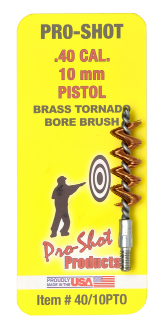 Pro-Shot 4010PTO Tornado Bore Brush .40/10mm Caliber 8-32 Thread Brass