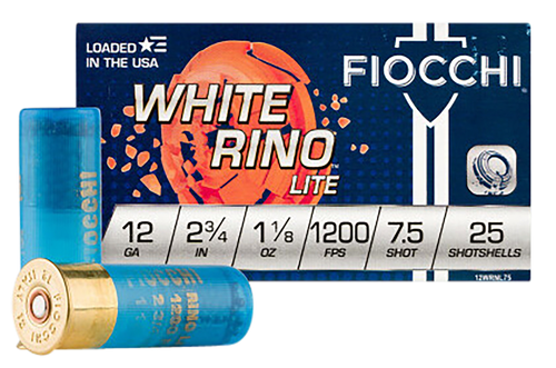 Fiocchi White Rhino 12 Gauge Ammo 2-3/4" 1-1/8 oz #7.5 25 Count