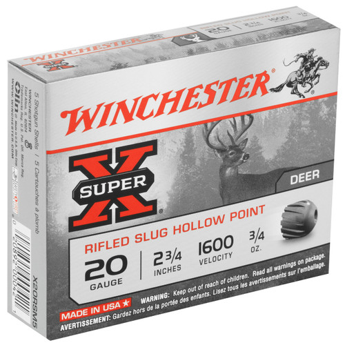 Winchester Super-X 20 Gauge 2 3/4" Rifled Slug 5 Round Box
