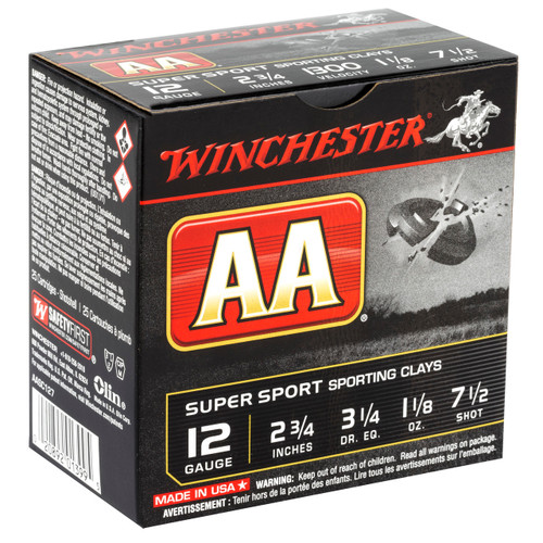Winchester AA Super Sport 12 Gauge Ammo 2-3/4" #7.5 1-1/8 oz Box of 25