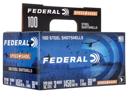 Federal Speed-Shok Shotshells 12 Gauge Ammo 3" 1-1/4 oz #2 Steel Shot 100 Rounds