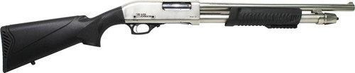 Iver Johnson Pump 12 Gauge Shotgun 18" Nickel Cylinder Synthetic Stock
