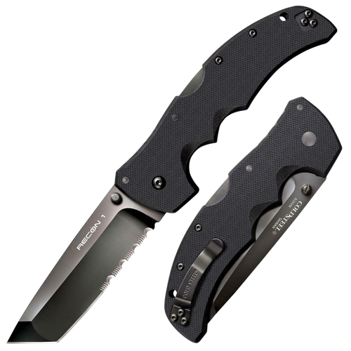 Cold Steel Recon 1 Pocket Knife 4" Serrated DLC Coated S35VN Blade 5.38" Black G10 Handle