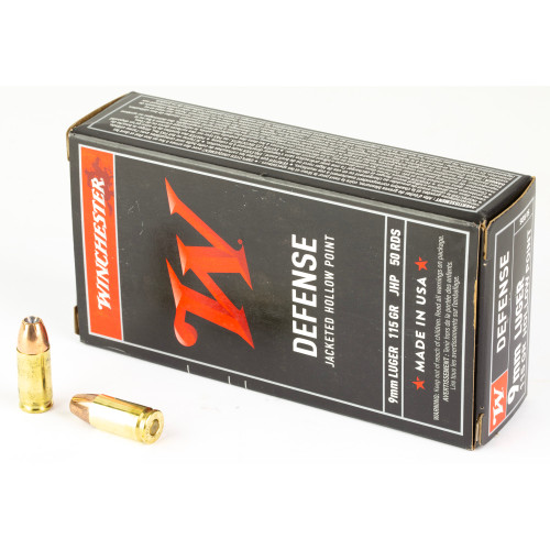 Winchester USA 9mm Luger Ammo 115 Grain Jacketed Hollow Point Box of 50 - Image 1