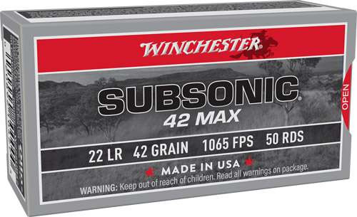 Winchester .22LR Ammo 42 Grain Subsonic Hollow Point Box of 50