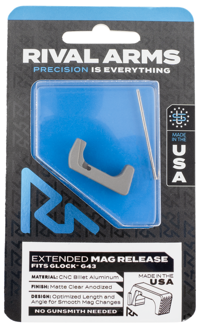 Rival Arms Extended Magazine Release Glock Model 43 Stainless Steel