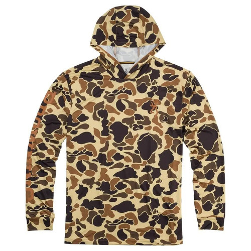 Browning Men's Hooded Long Sleeve Tech Shirt Vintage Tan Camo Large