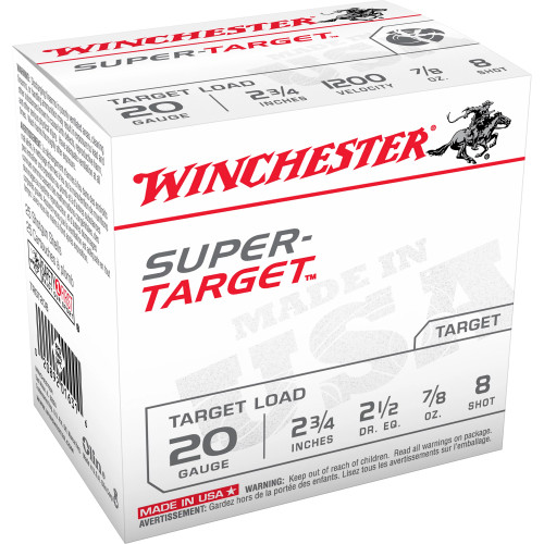 Winchester Super-Target 20 Gauge Ammo 2-3/4" #8 Shot 7/8 oz Box of 25