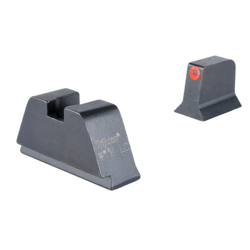 Trijicon Suppressor Height Night Sight Set Glock 17, 19, 22, 23, 24, 25, 26, 27, 28, 31, 32, 33, 34, 35, 37, 38, 39, 45 Orange Front/Metal Rear Green Lamp