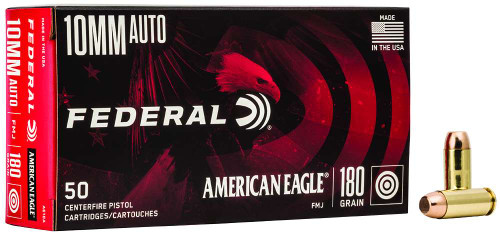 Federal American Eagle 10mm Auto Ammo 180 Grain Full Metal Jacket Box of 50 Federal American Eagle 10mm Auto Ammo 180 Grain Full Metal Jacket Box of 50