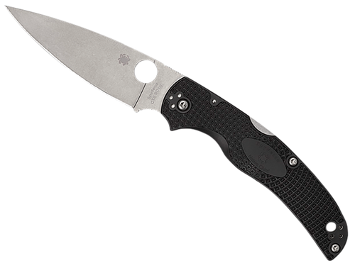 Spyderco Native Chief Lightweight Pocket Knife 4.02" Plain Stonewashed CTS BD1N Stainless Steel Blade Black FRN Handle
