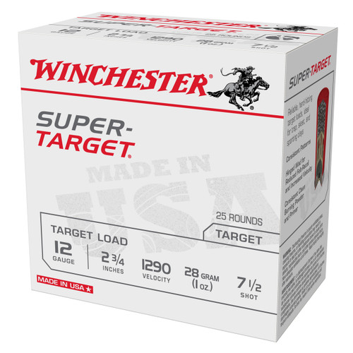 Winchester Super Target 12 Gauge Ammo 2-3/4" #7-1/2 Lead Shot Box of 25 (Low Recoil)