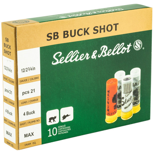 Sellier & Bellot 12 Gauge Ammo 2-3/4" 00 Buckshot 21 Pellets Box of 10/250